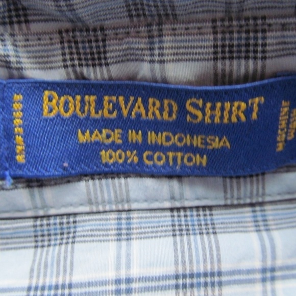 Pendleton Mens Boulevard Shirt Button Down 100% Cotton Plaid Pocket Blue Sz M - Picture 8 of 9